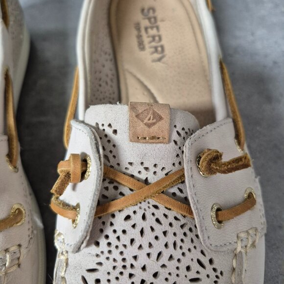 7 Sperry Topsider Authentic Original 2 Eye  Perforated Leather Boat Shoes - Picture 4 of 11